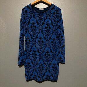 Neiman Marcus Blue and Black Patterned Dress